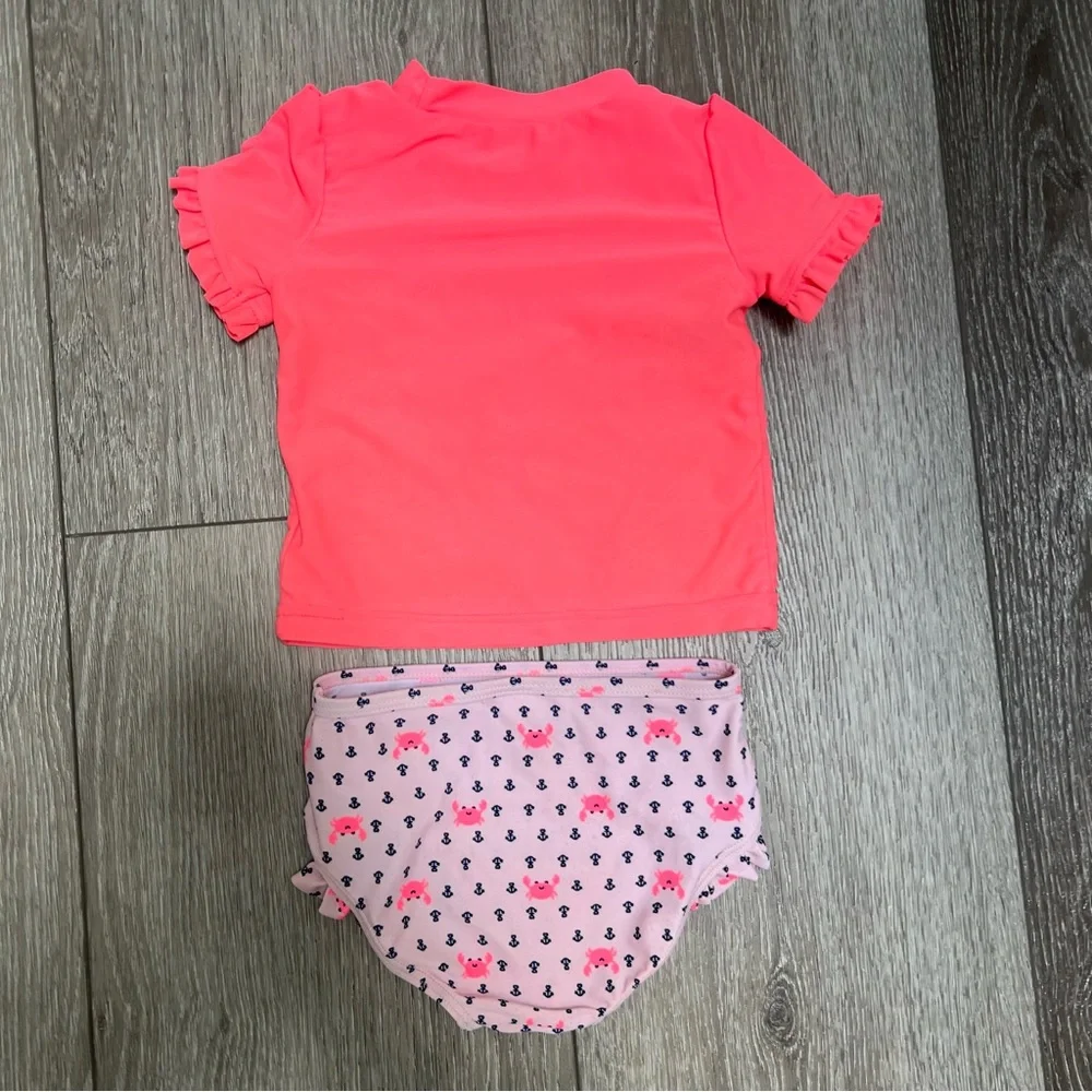 CARTERS 2PC SHORT SLEEVE RASH GUARD AND BOTTOMS SWIMSUIT 12MO
